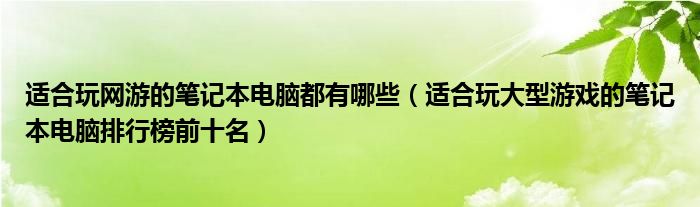 适合玩网游的笔记本电脑都有哪些（适合玩大型游戏的笔记本电脑排行榜前十名）