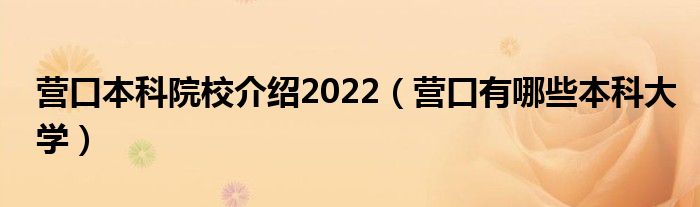 营口本科院校介绍2022（营口有哪些本科大学）