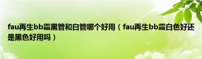 fau再生bb霜黑管和白管哪个好用（fau再生bb霜白色好还是黑色好用吗）