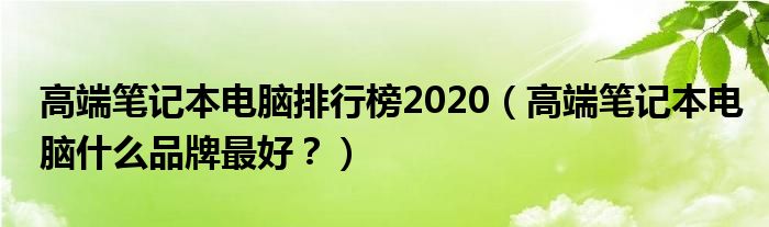 高端笔记本电脑排行榜2020（高端笔记本电脑什么品牌最好？）