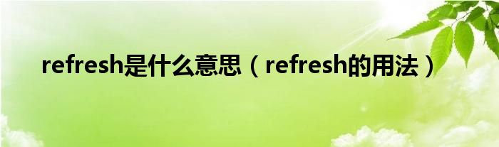 refresh是什么意思（refresh的用法）