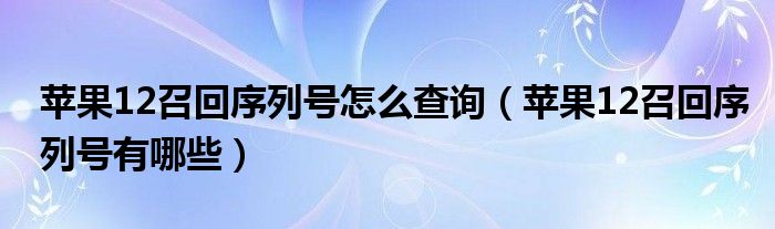 苹果12召回序列号怎么查询（苹果12召回序列号有哪些）