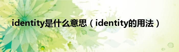 identity是什么意思（identity的用法）