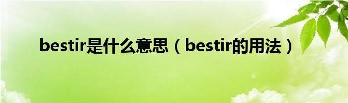 bestir是什么意思（bestir的用法）