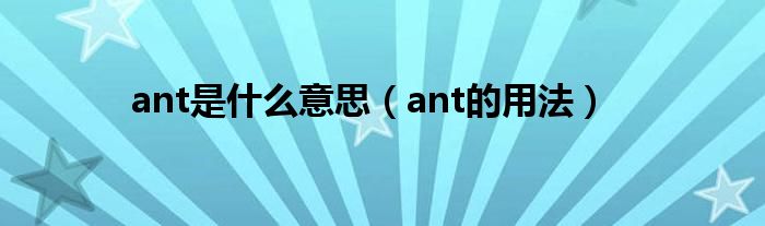 ant是什么意思（ant的用法）