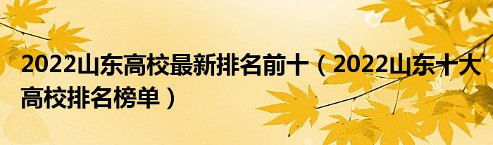 2022山东高校最新排名前十（2022山东十大高校排名榜单）