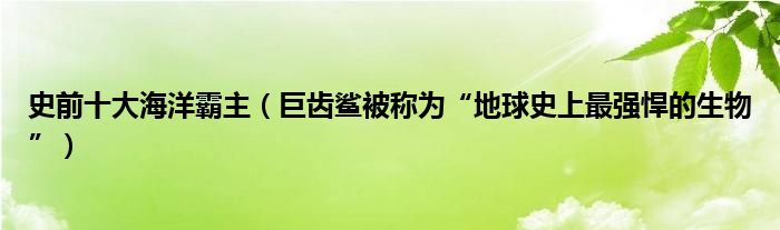 史前十大海洋霸主（巨齿鲨被称为“地球史上最强悍的生物”）