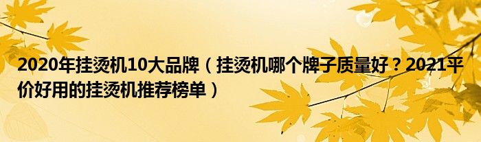 2020年挂烫机10大品牌（挂烫机哪个牌子质量好？2021平价好用的挂烫机推荐榜单）