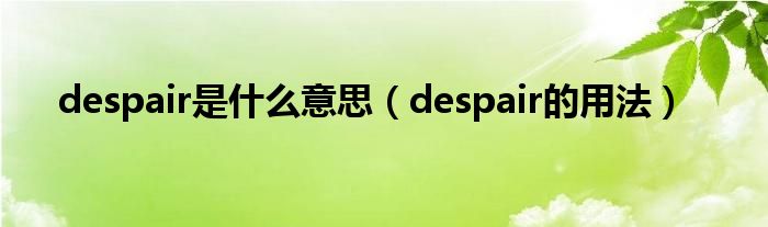 despair是什么意思（despair的用法）