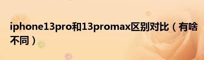 iphone13pro和13promax区别对比（有啥不同）