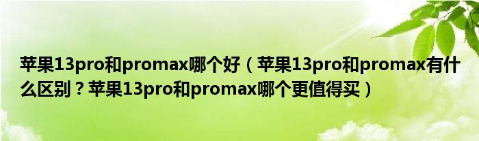 苹果13pro和promax哪个好（苹果13pro和promax有什么区别？苹果13pro和promax哪个更值得买）