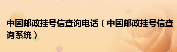 中国邮政挂号信查询电话（中国邮政挂号信查询系统）