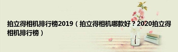 拍立得相机排行榜2019（拍立得相机哪款好？2020拍立得相机排行榜）