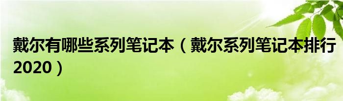 戴尔有哪些系列笔记本（戴尔系列笔记本排行2020）