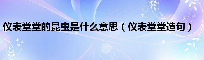 仪表堂堂的昆虫是什么意思（仪表堂堂造句）