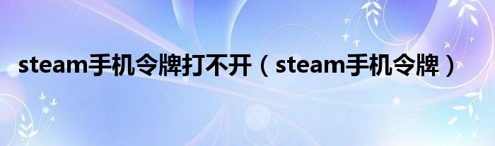 steam手机令牌打不开（steam手机令牌）