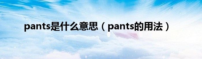 pants是什么意思pants的用法