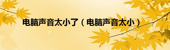 电脑声音太小了（电脑声音太小）