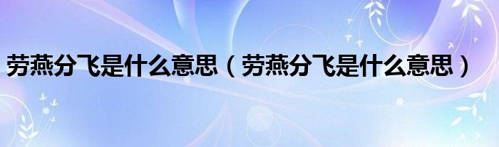 劳燕分飞是什么意思（劳燕分飞是什么意思）