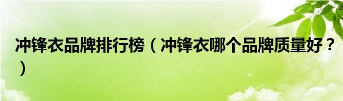 冲锋衣品牌排行榜（冲锋衣哪个品牌质量好？）