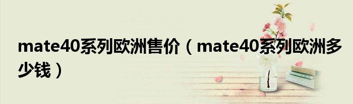 mate40系列欧洲售价（mate40系列欧洲多少钱）