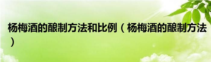 杨梅酒的酿制方法和比例（杨梅酒的酿制方法）