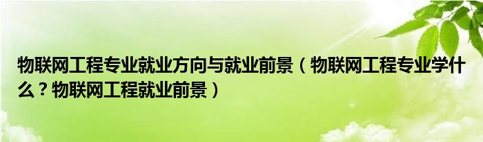 物联网工程专业就业方向与就业前景（物联网工程专业学什么？物联网工程就业前景）