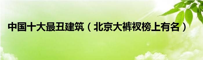 中国十大最丑建筑（北京大裤衩榜上有名）