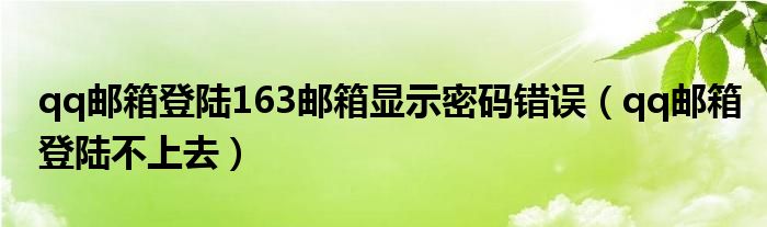 qq邮箱登陆163邮箱显示密码错误（qq邮箱登陆不上去）