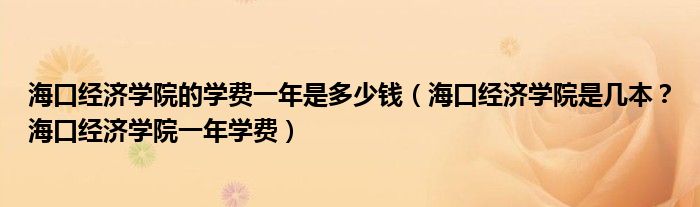 海口经济学院的学费一年是多少钱（海口经济学院是几本？海口经济学院一年学费）