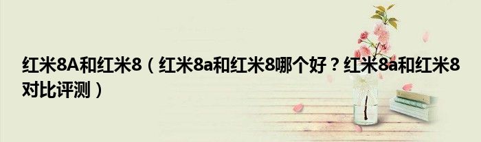 红米8A和红米8（红米8a和红米8哪个好？红米8a和红米8对比评测）