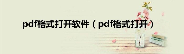 pdf格式打开软件（pdf格式打开）