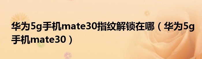 华为5g手机mate30指纹解锁在哪（华为5g手机mate30）