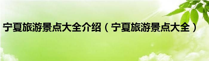 宁夏旅游景点大全介绍（宁夏旅游景点大全）