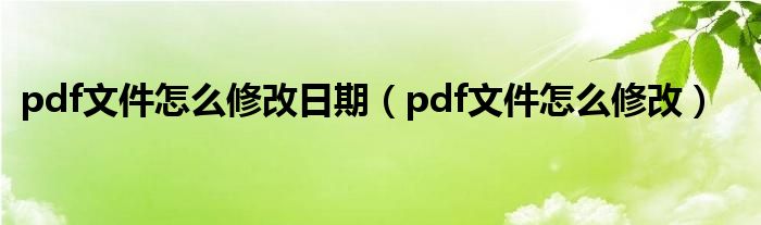 pdf文件怎么修改日期（pdf文件怎么修改）