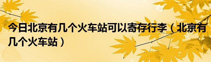 今日北京有几个火车站可以寄存行李（北京有几个火车站）