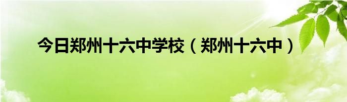 今日郑州十六中学校（郑州十六中）