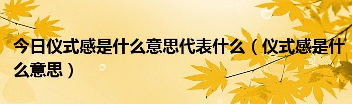 今日仪式感是什么意思代表什么（仪式感是什么意思）