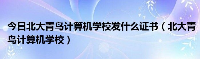 今日北大青鸟计算机学校发什么证书（北大青鸟计算机学校）