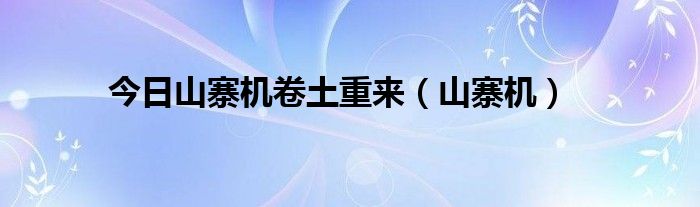 今日山寨机卷土重来（山寨机）