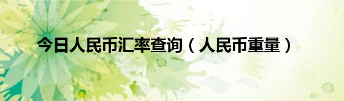 今日人民币汇率查询（人民币重量）