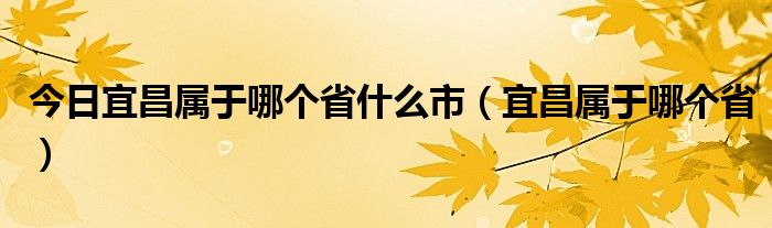 今日宜昌属于哪个省什么市（宜昌属于哪个省）