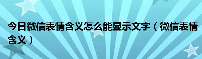 今日微信表情含义怎么能显示文字（微信表情含义）