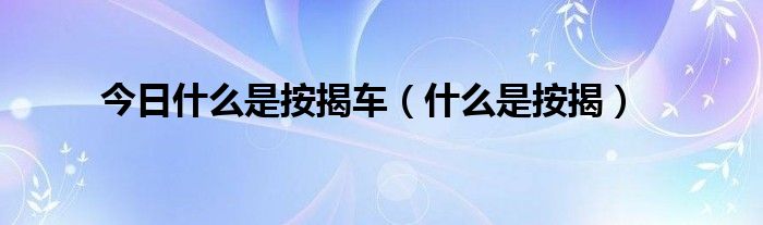 今日什么是按揭车（什么是按揭）