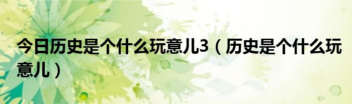 今日历史是个什么玩意儿3（历史是个什么玩意儿）