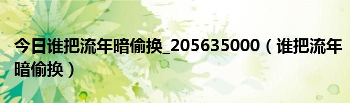 今日谁把流年暗偷换_205635000（谁把流年暗偷换）