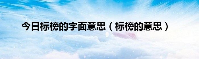 今日标榜的字面意思（标榜的意思）