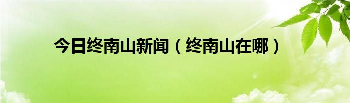 今日终南山新闻（终南山在哪）