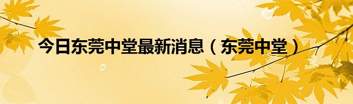 今日东莞中堂最新消息（东莞中堂）