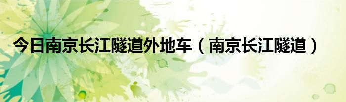 今日南京长江隧道外地车（南京长江隧道）